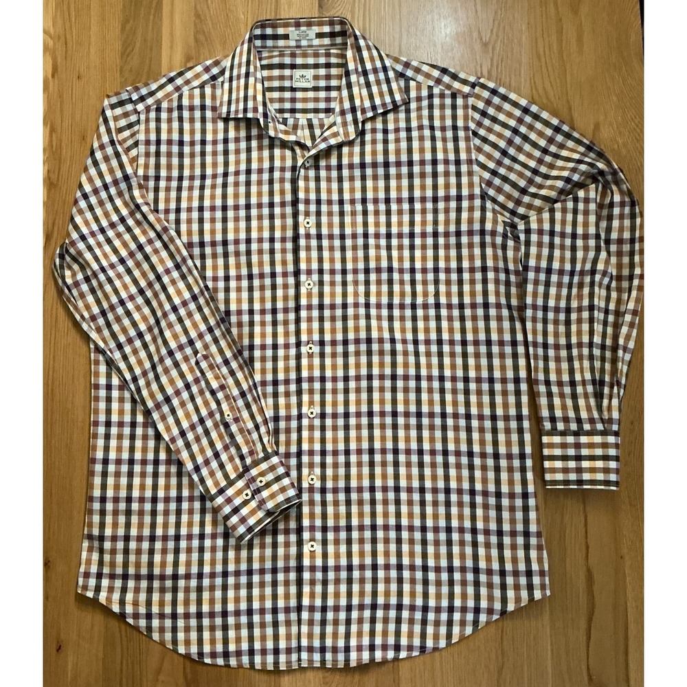 Peter Millar Multicolor Plaid Button-Down Shirt (White, Brown, Blue)